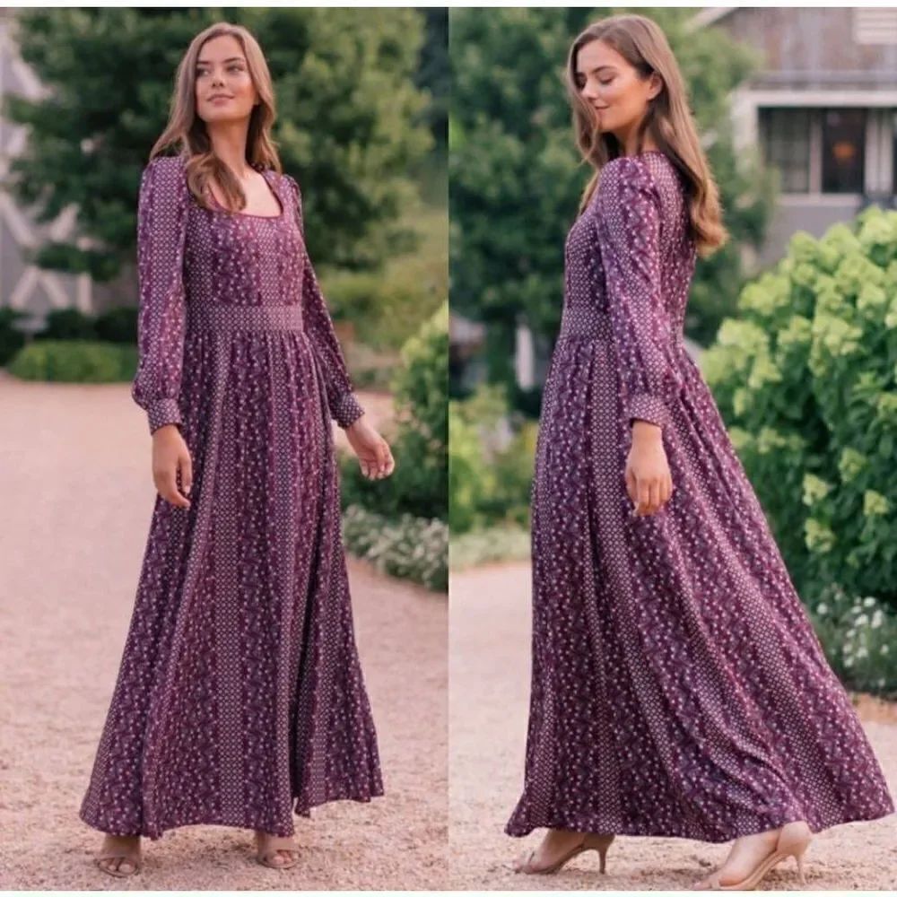 Gal Meets Glam Collection Freya Square Neck Printed Maxi Dress 6
